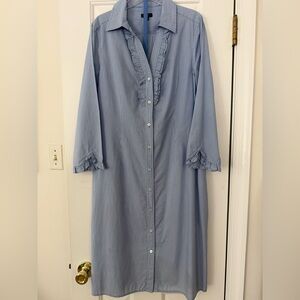 Talbots Blue and White Striped Shirtdress with Belt